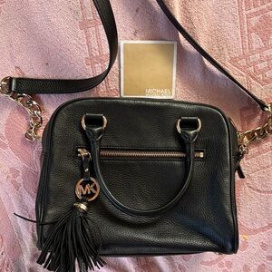 Esoecial today . Michael Kors Black Crossbody Bag with Gold Accents